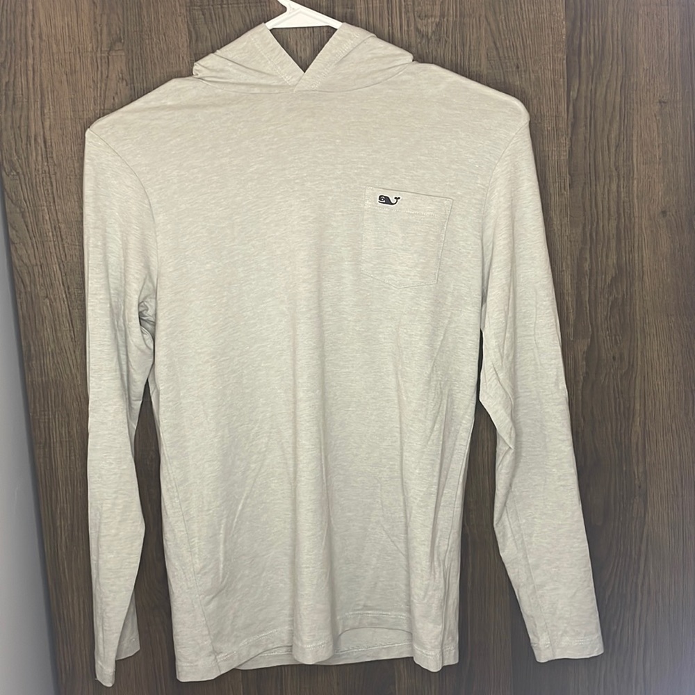 Youth Medium gray vineyard vines hooded long sleeve with navy logo